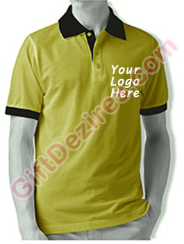 Designer Lime Green and Black Color Polo T Shirts With Company Logo